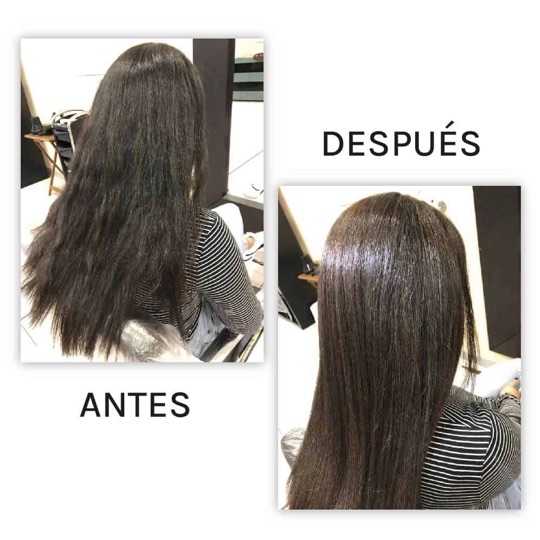 Antes y después de un alisado de keratina en Roal: melena encrespada frente a melena lisa y brillante